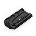 PS5 charging base radiator stand in black with controller dock and headset hook