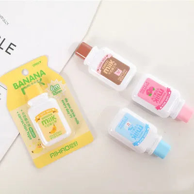 Cute bottle-shaped correction tape dispenser with 6 metres of white correction fluid.