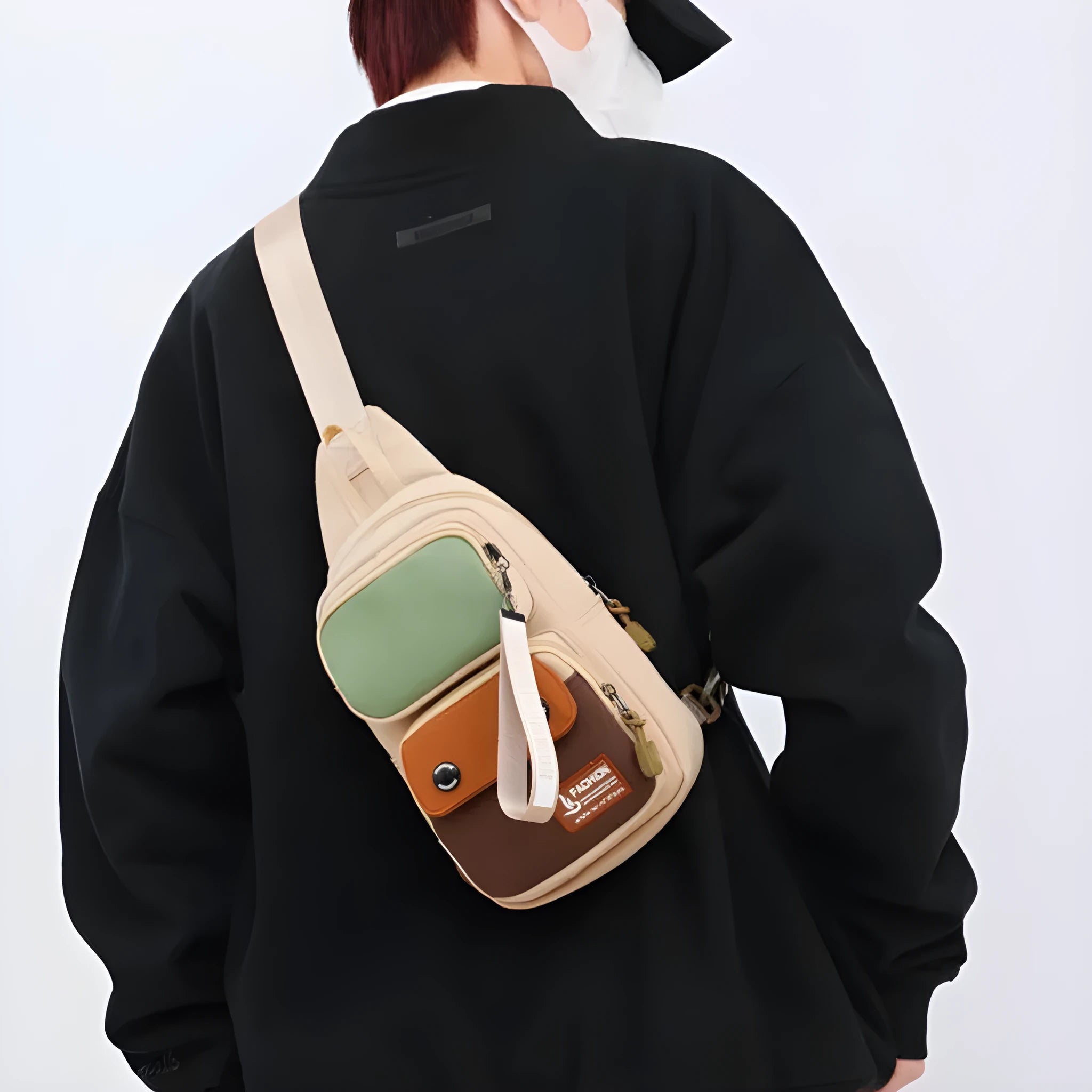 Outdoor crossbody bag in nylon with letters pattern and contrast colour options.