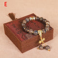 Ceramic gradient bead bracelet with Yonghe blessing charm for men in approximately 13mm size