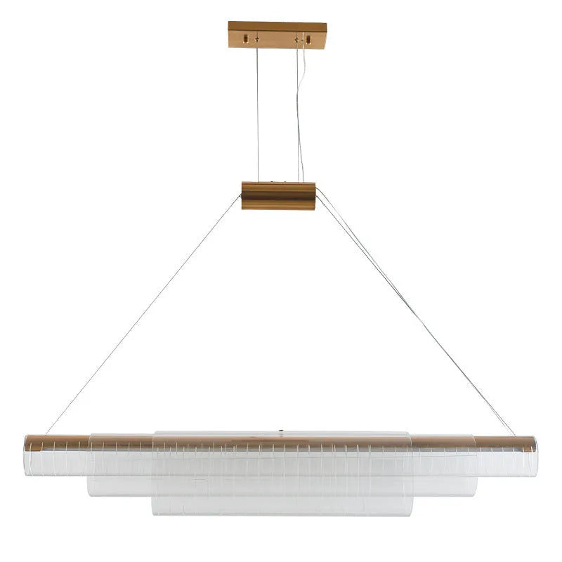 Minimalist glass pendant lamp with iron construction in three lengths for restaurant lighting