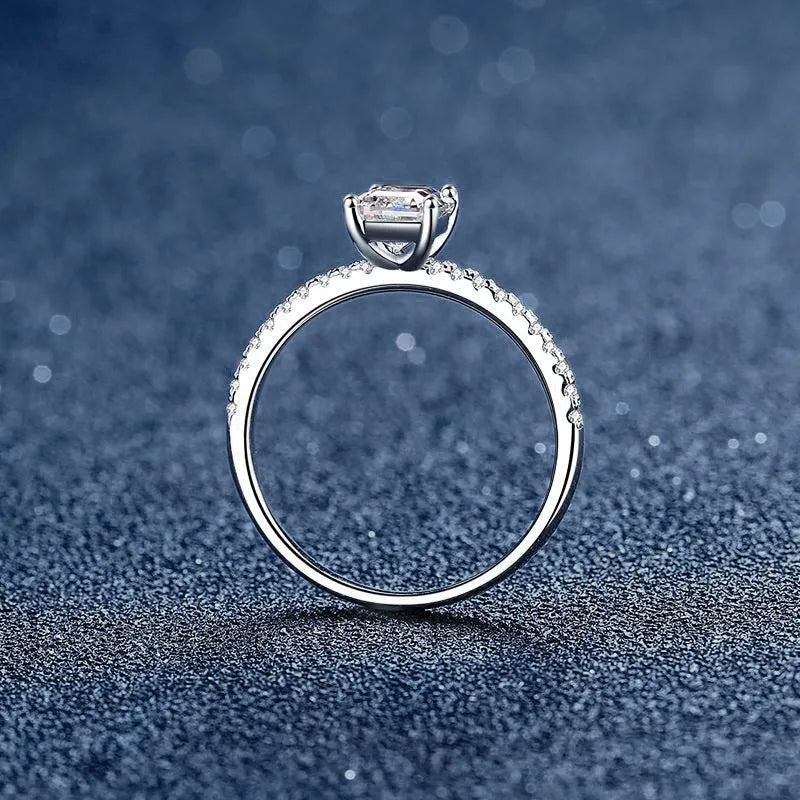 925 sterling silver women's ring with square, rectangle or teardrop cubic zirconia in diamond setting, US 6-7