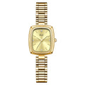 Small gold watch with 8mm alloy case gold strap and choice of gold white blue or dark brown face