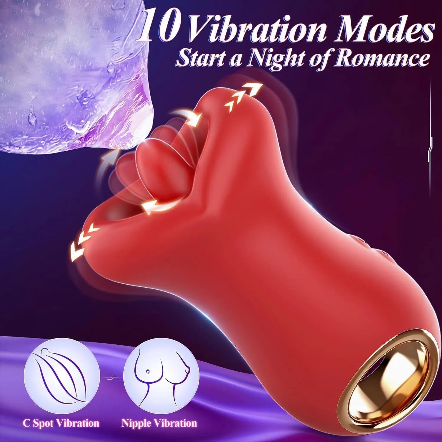 Red lips and tongue vibrator in Abby Red colour made from silicone and ABS