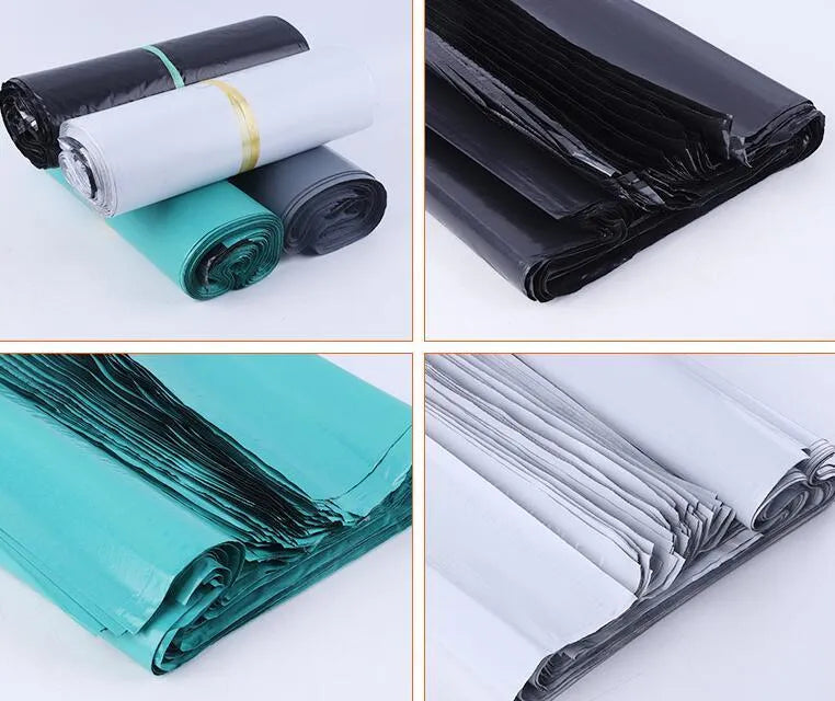 PE plastic courier clothing bag with adhesive strip seal in various sizes and colours