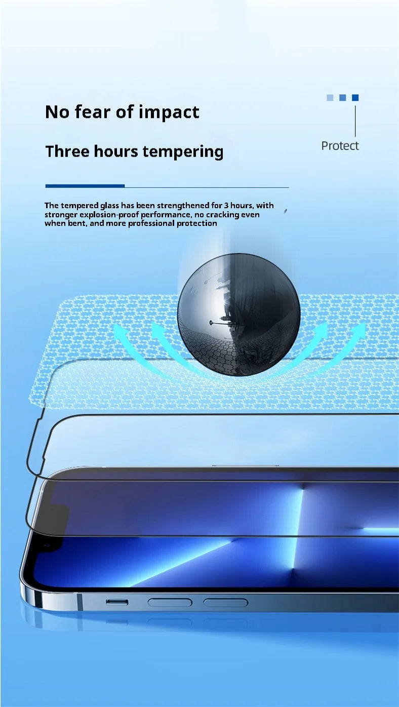 Full screen tempered glass iPhone protector in black or white with HD anti-fingerprint surface