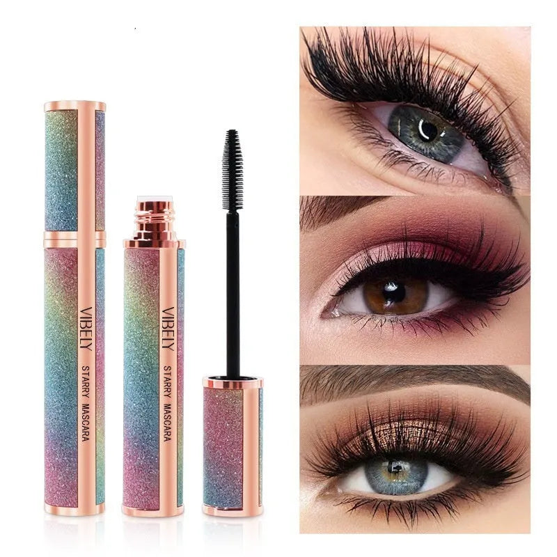 4D waterproof black mascara tube with long thick curling effect and non-smudge formula