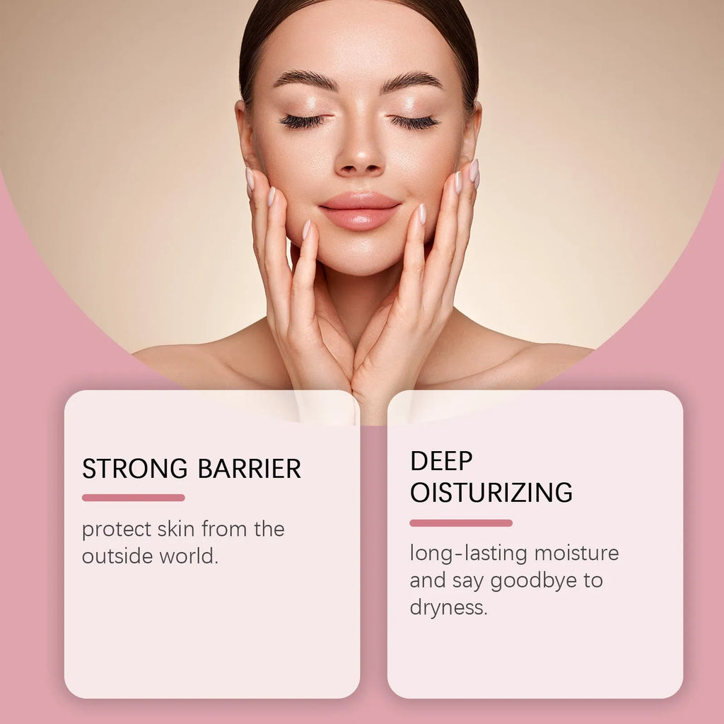 100g glass jar of translucent ceramide and glycerin moisturising cream for the face.