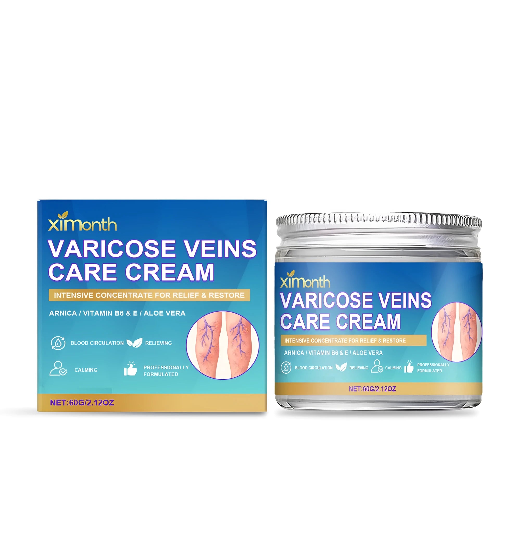 60g tube of varicose veins care cream with mint leaves, arnica and vitamin formula