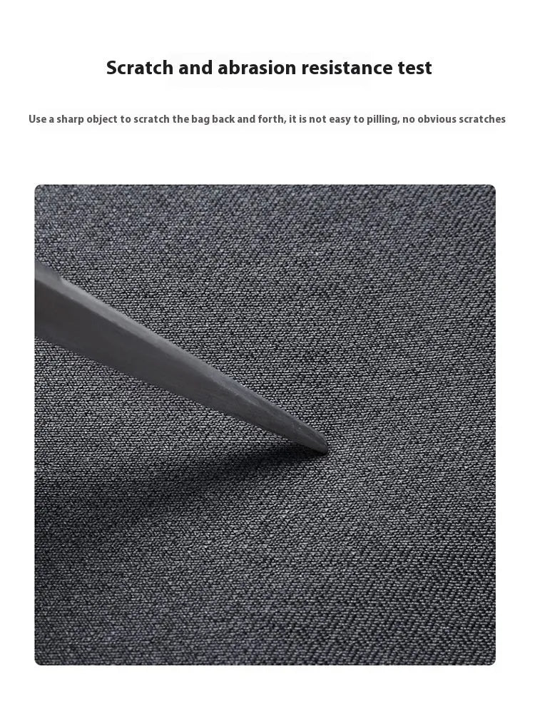 Men's 14-inch laptop protective sleeve bag in light grey Oxford fabric showing shoulder strap