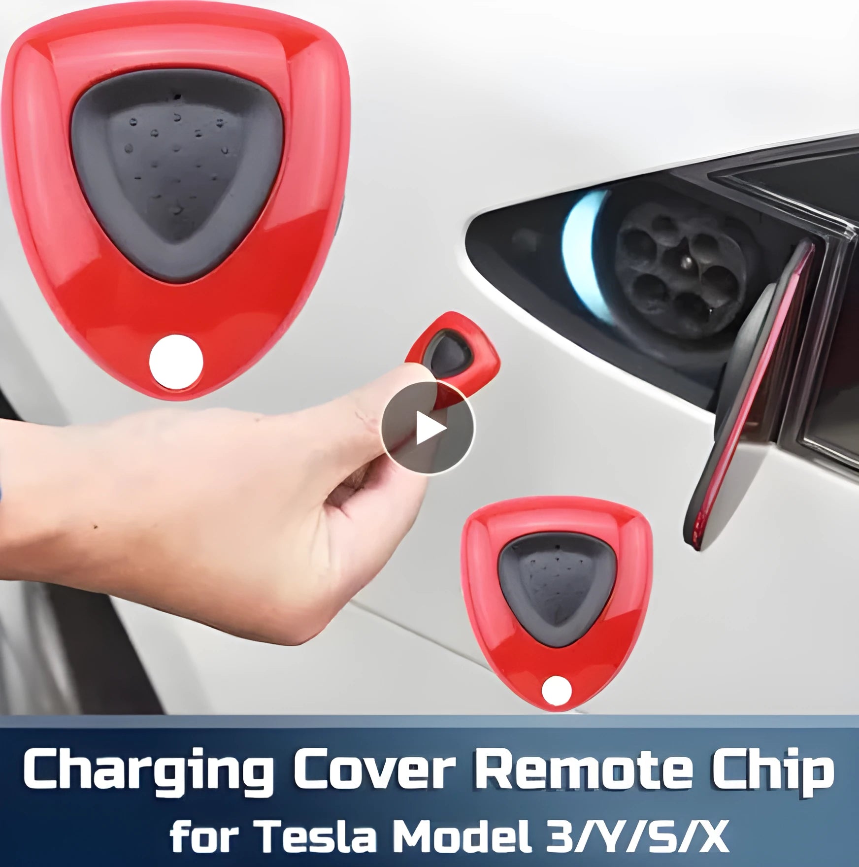 Tesla auto door remote control with aluminium alloy casing showing 315MHz frequency compatibility