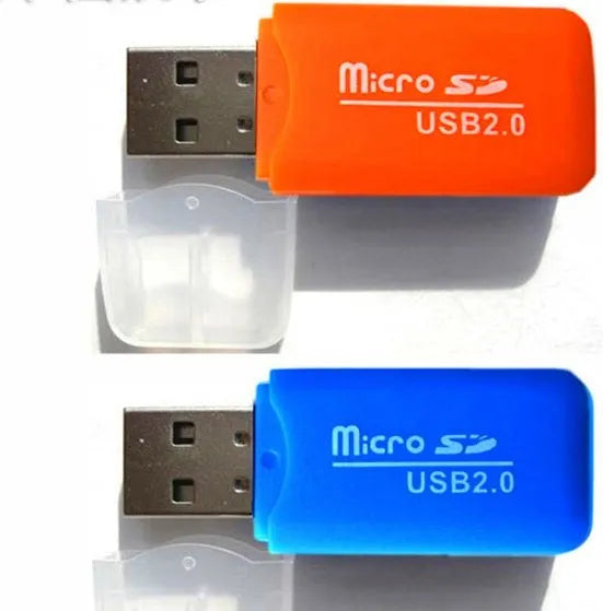Mini USB card reader for TF microSD and SD memory cards with transfer capability