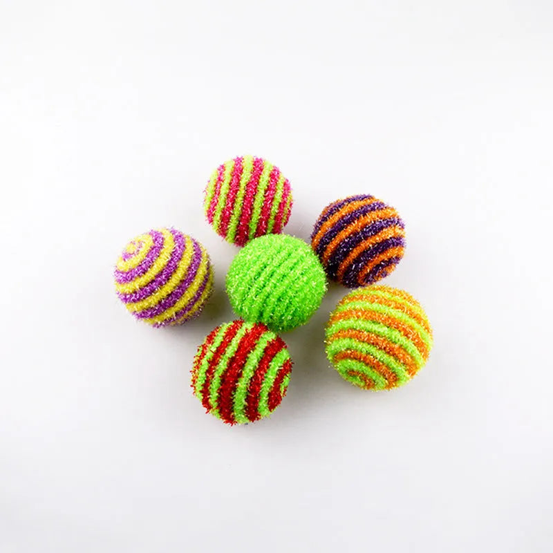 Multicolor pet cat toy set including a cat stick with fabric mouse and a sisal ball
