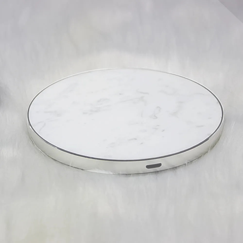 Marble wireless charger 10W Qi pad 100x100x8.5mm in Black or White