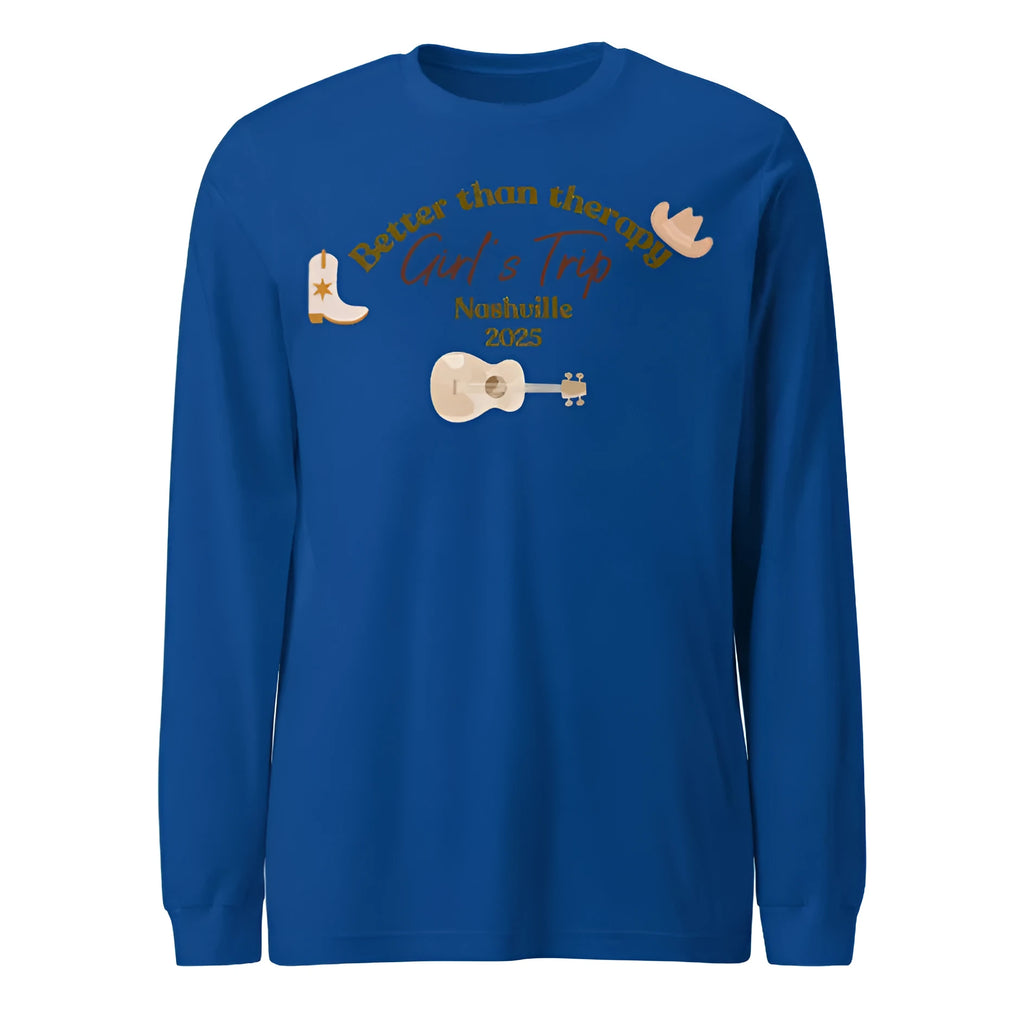 Blue men's loose fit polyester sweater with printed letter design, round neck pullover style