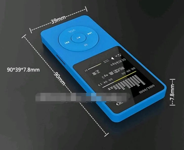 Compact MP4 player with 1.8 inch colour screen showing video playback interface