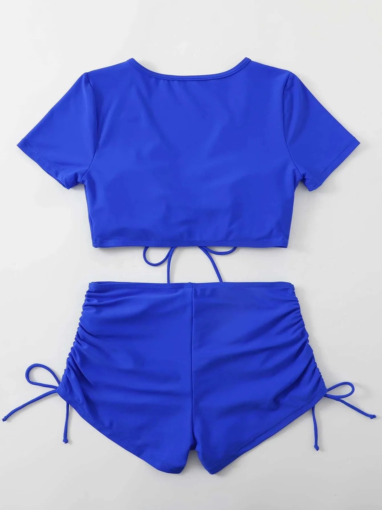 Lady's lace-up bow swimsuit in six colour options with adjustable front