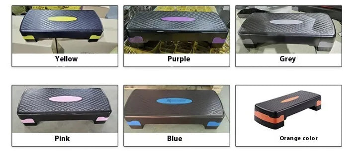 Grey Fit Step aerobics platform on a floor, showing its 68cm length and 15cm height.