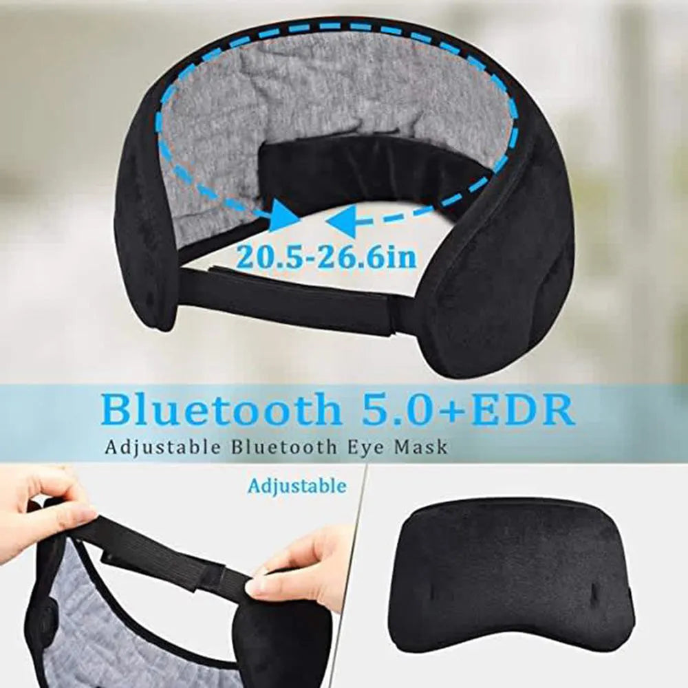Bluetooth 5.0 eye mask with built-in earphones, velvet material, grey and black options, elastic band
