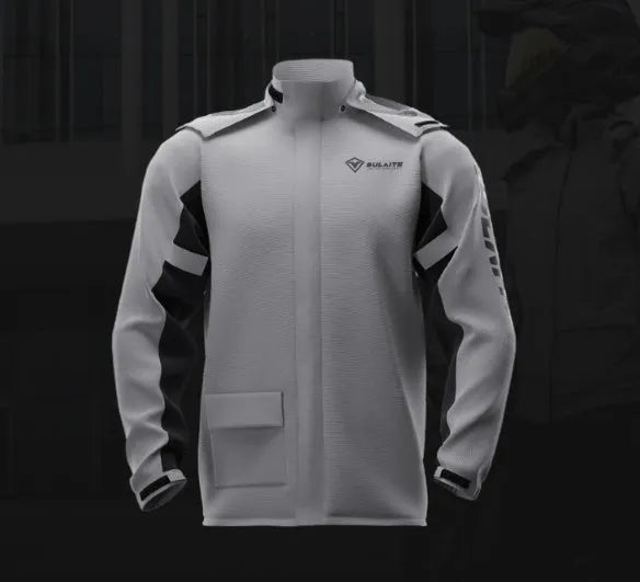 Adult motorcycle raincoat and rain pants suit in black with hidden shoe covers.
