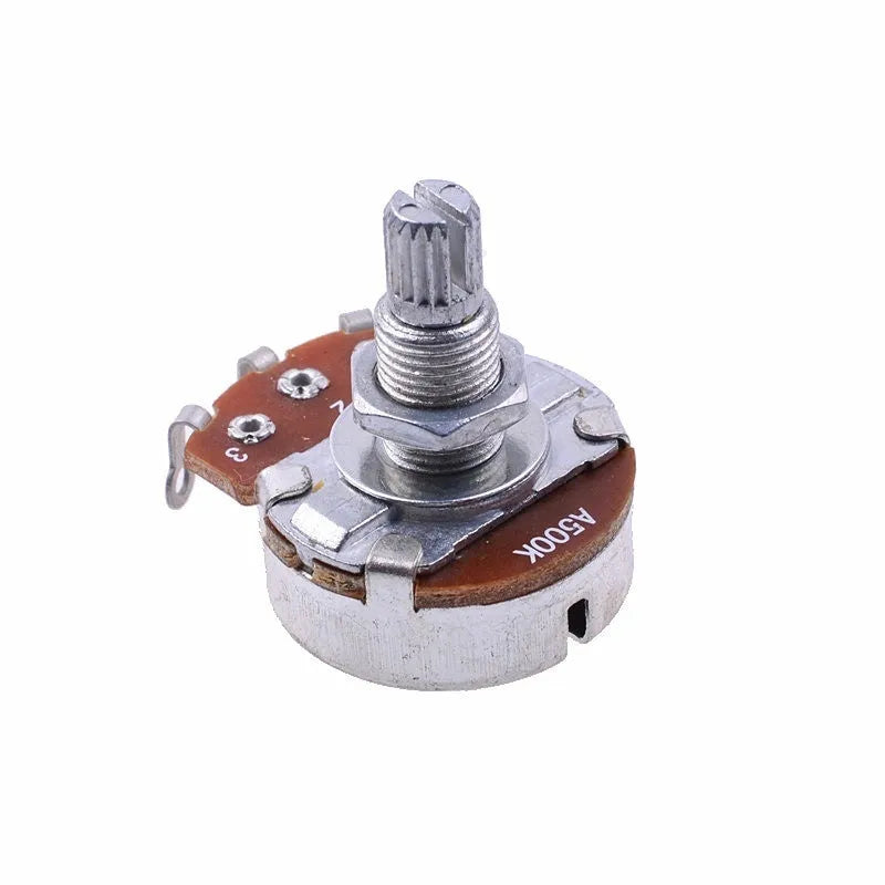 A single metal potentiometer knob for electric guitar tone and volume controls