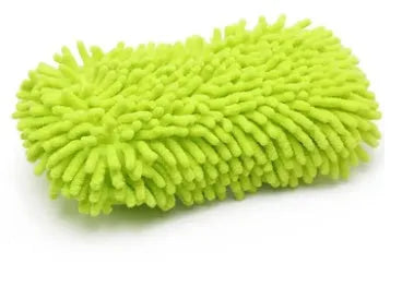 Silver green car wash sponge measuring 14 by 25 centimetres with spiral chenille construction