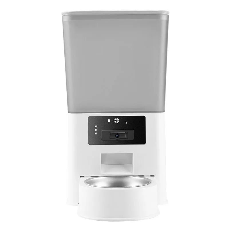 Stainless steel single bowl pet intelligent feeder with 5L capacity and multiple control model options