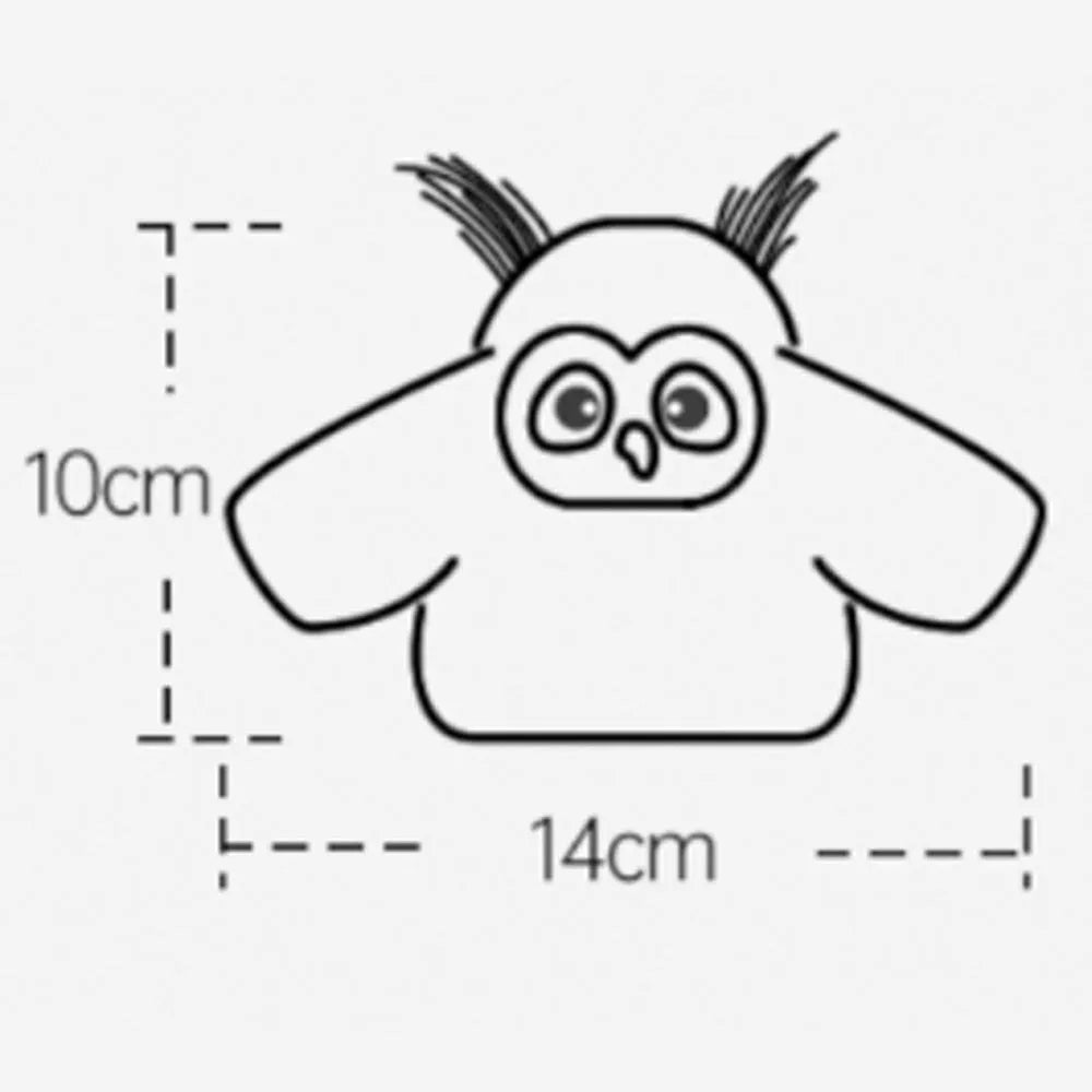Grey automatic owl cat toy with flapping wings on a plain background