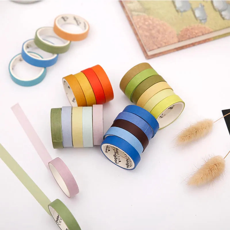 Six rolls of solid colour ledger tape with solar term labels for album decoration
