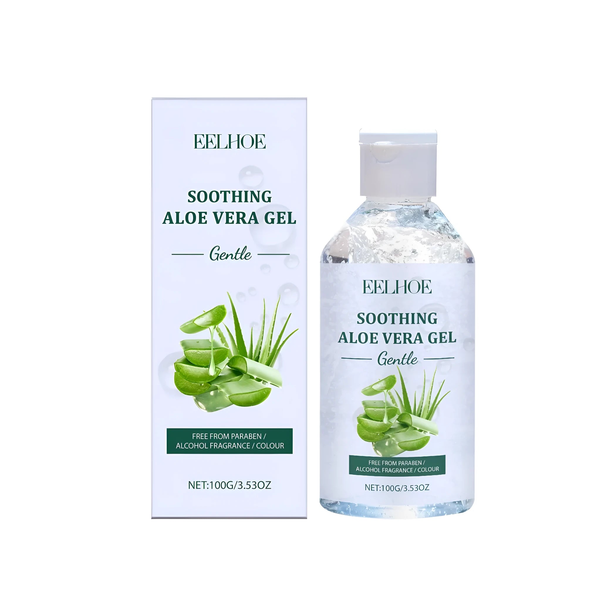100g tube of clear aloe gel with sodium hyaluronate for skin hydration and soothing