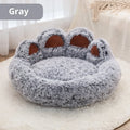 Plush two-colour thickened pet bed for dogs with hand-shaped brush nest finish in double silk gray