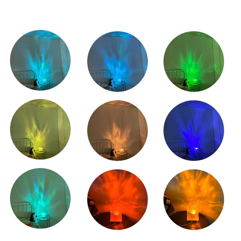 LED water ripple projection crystal table lamp with USB cable and remote control