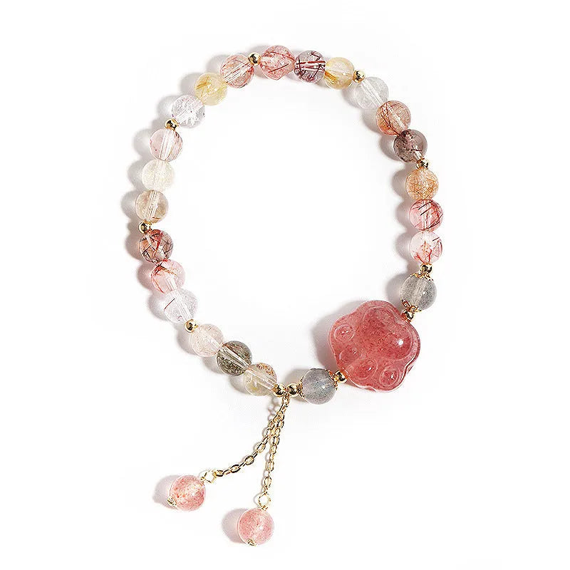 Women's natural crystal bracelet with animal zodiac design in Korean style