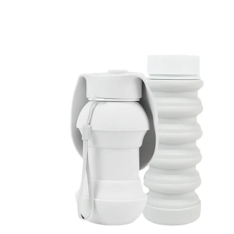 Silicone pet folding drinking cup collapsed and expanded for portable outdoor use with dogs or cats