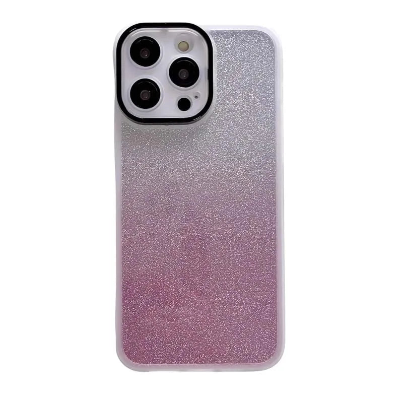 Glitter TPU Samsung phone case with photo frame and fall protection, shown in multiple colours
