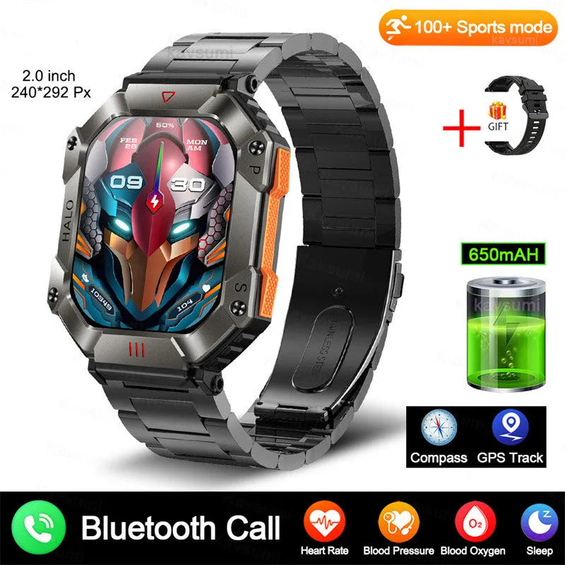 Android women's smart watch with GPS fitness tracking, Bluetooth calling, and interchangeable bands in multiple colours
