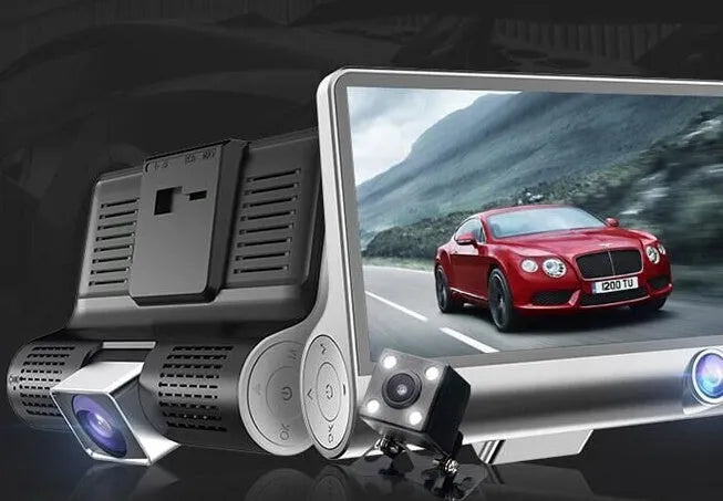 1080P three-record driving recorder with 4-inch screen and 170-degree wide-angle front camera