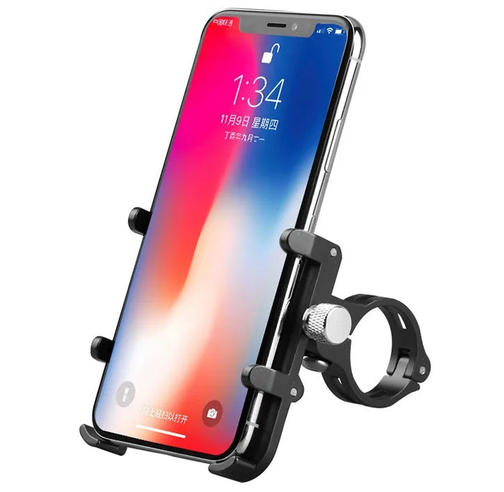 GUB Plus motorcycle phone holder in aluminium alloy with adjustable clamp for handlebars