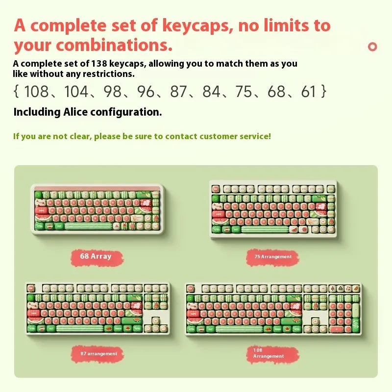Xia Yang Watermelon theme mechanical keyboard key caps with five-sided sublimation printing