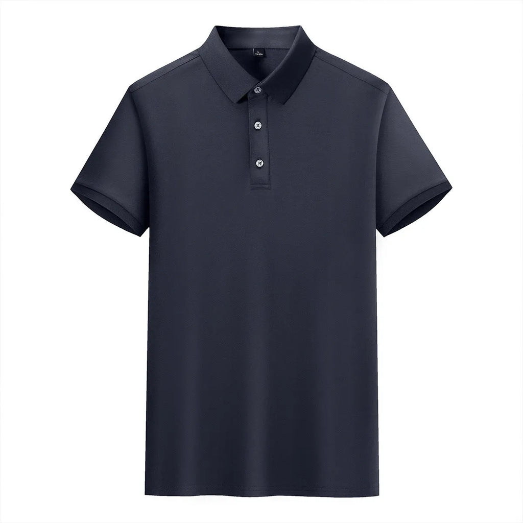 Cotton lapel short-sleeved t-shirt in business style with mosaic pattern detail