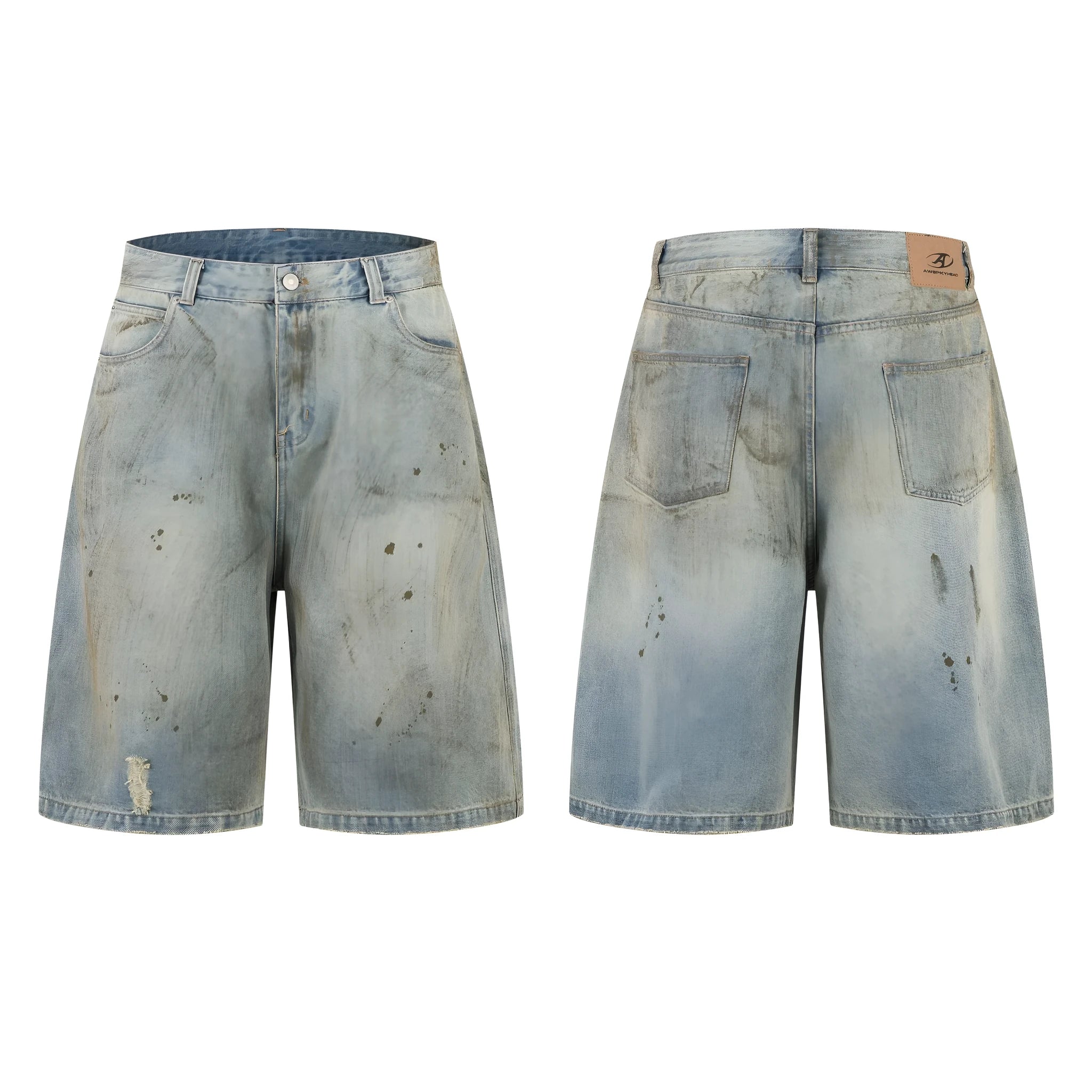 Women's blue cropped denim trousers showing mid-length straight-leg design and washed colour