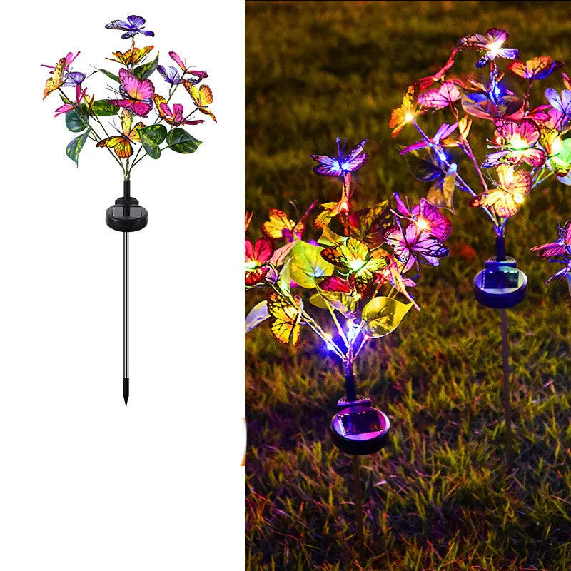Solar butterfly courtyard light LED with IP65 protection, decorative lawn lamp in garden setting