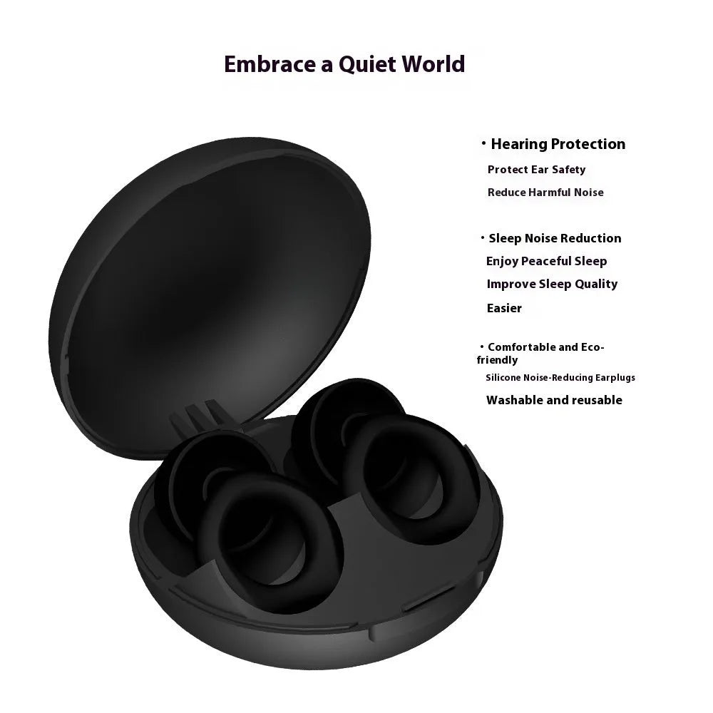 Super anti-noise silicone soundproof earplugs in five colour options: black, blue, green, purple and white.