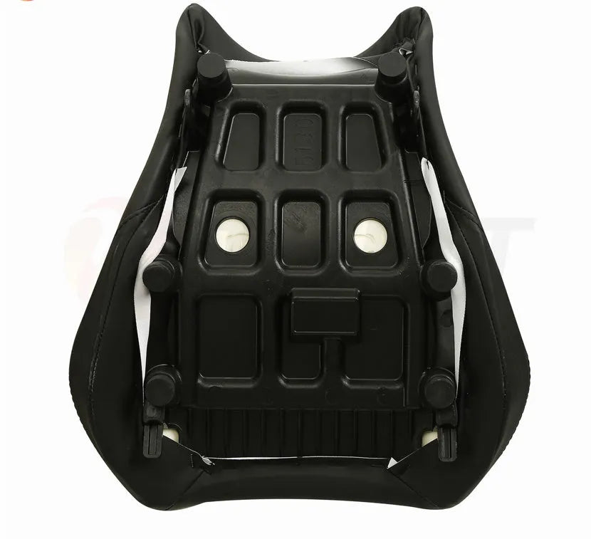 Waterproof PU leather seat cover for Suzuki GSXR1000 motorcycle on a front seat.