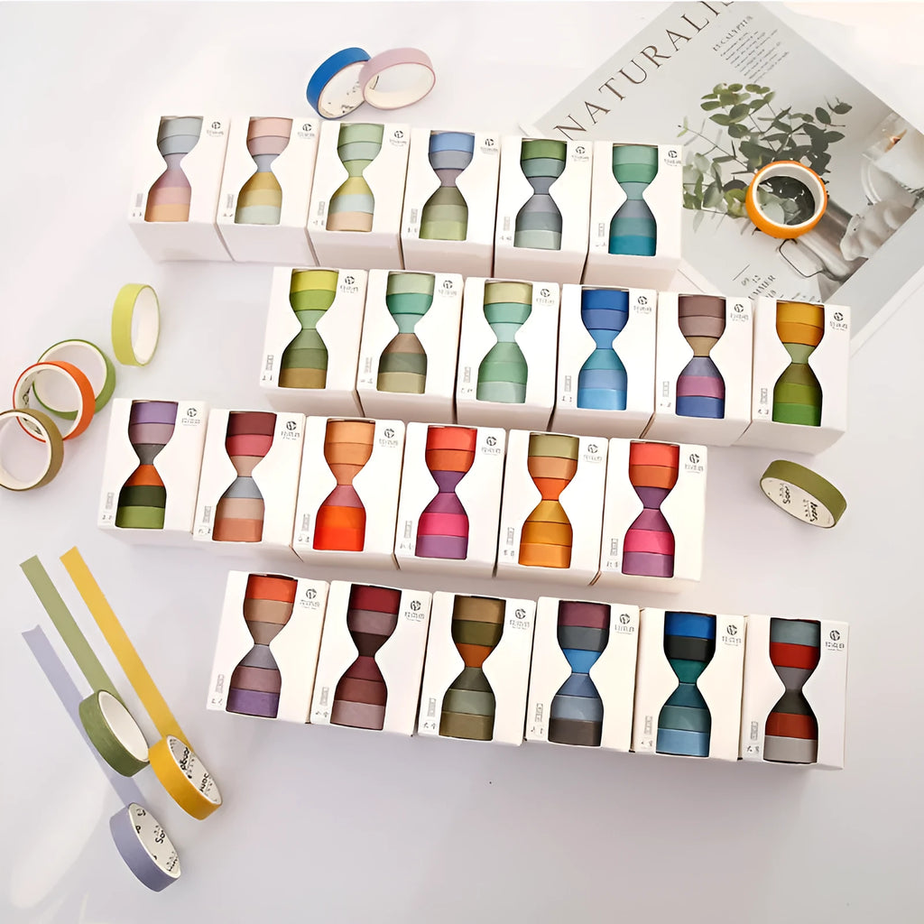 Six rolls of solid colour ledger tape with solar term labels for album decoration