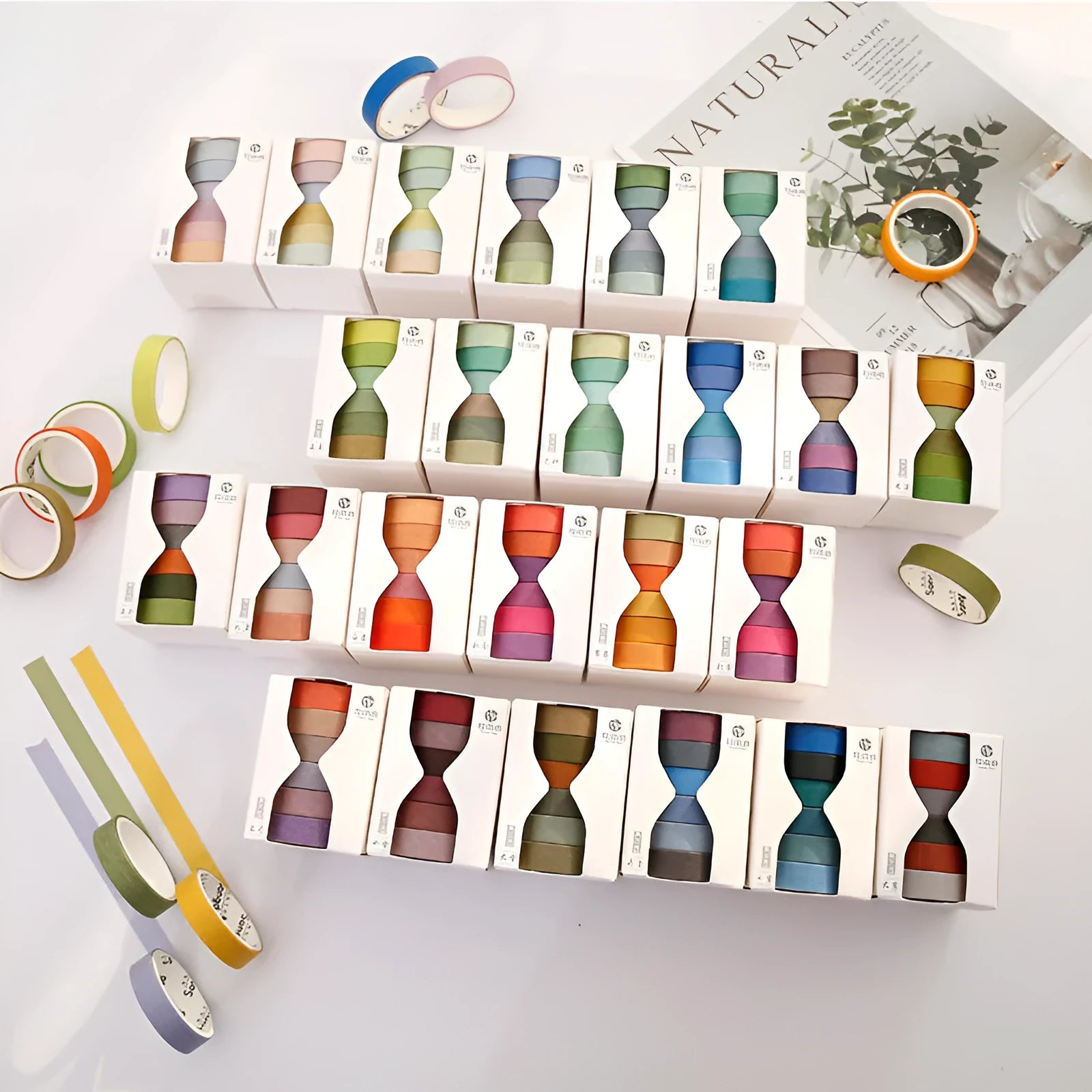 Six rolls of solid colour ledger tape with solar term labels for album decoration