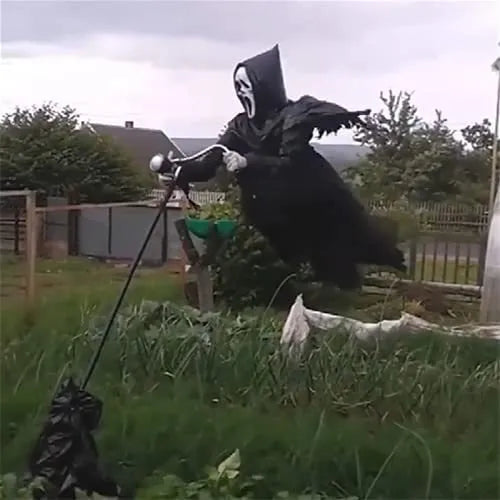 Plastic skeleton scarecrow Halloween decoration with screaming skull design for garden bird control