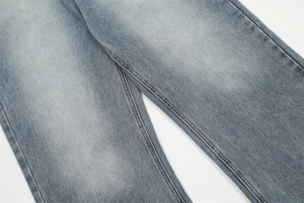 Blue denim jeans for men, mid waist, cotton fabric, casual leisure wear, sizes S to XXL