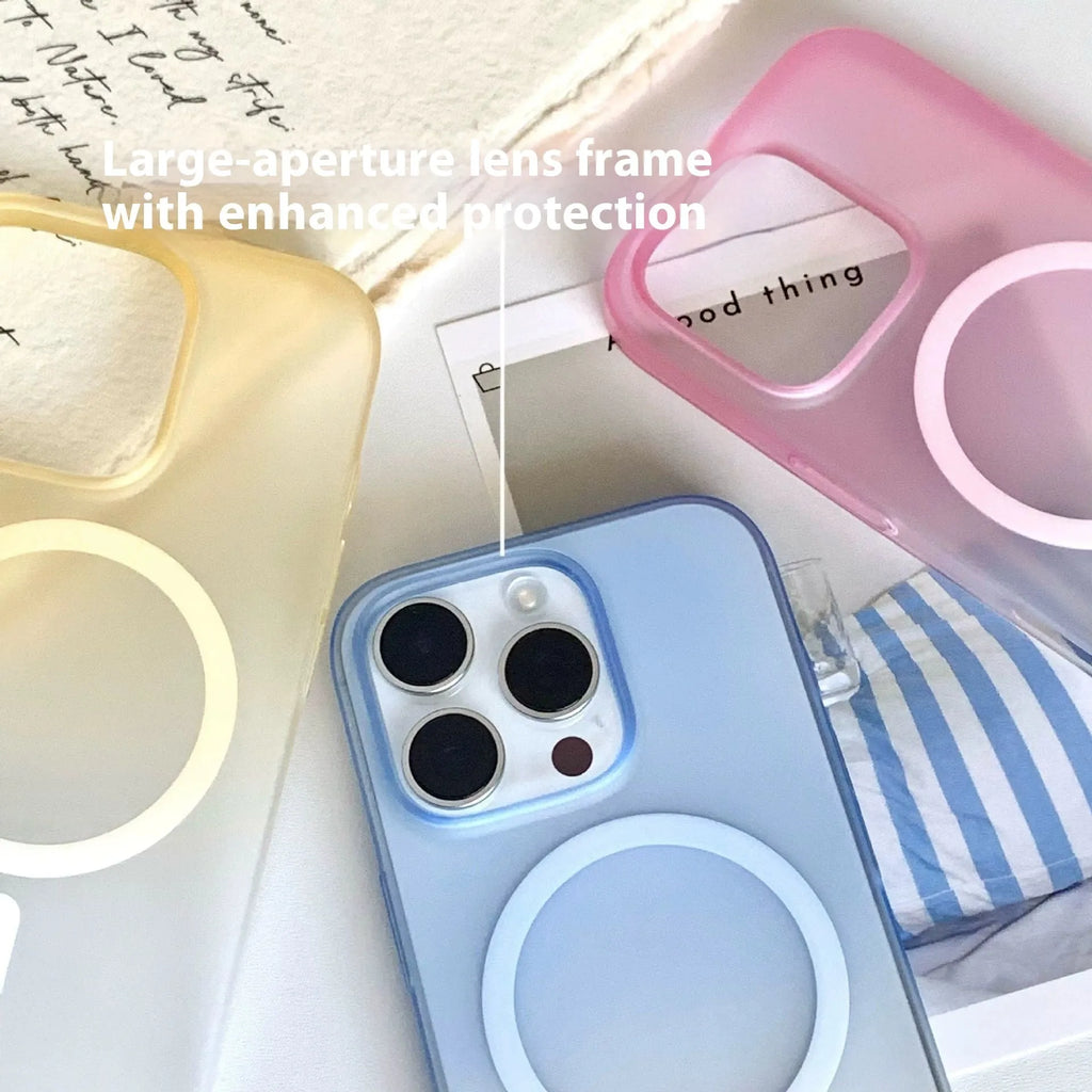 Gradient frosted magnetic suction phone case for iPhone with ultra-thin PC construction