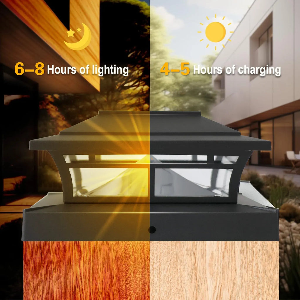 Solar pillar lamp with ABS shell and LED lamp cap for garden handrail and lawn, warm or white light